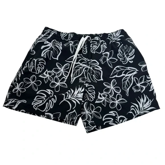 Chubbies Mens Swim Trunks Black White Tropical Floral 5.5 Inch Inseam Medium - Picture 3 of 7